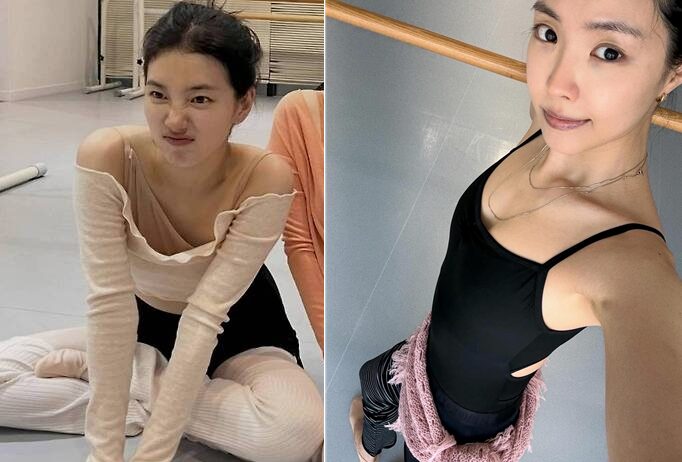 Suzy and Son Na-eun practicing ballet.